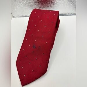 Christian Dior Vintage 80/90s Red Polls Dot Tie Dior Logo Silk Blend